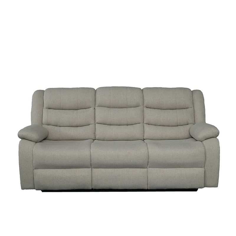 DANUBE | Archer 3 Seater Fabric Recliner With Drop Down Table Light Brown