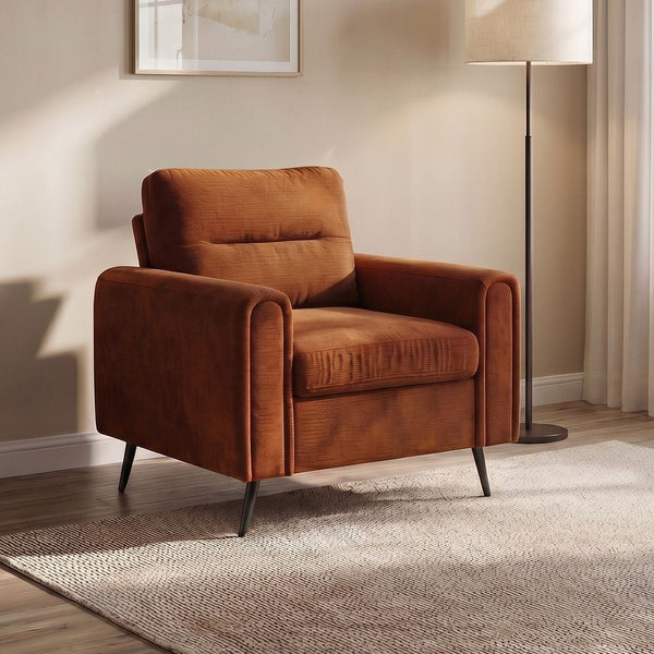 DANUBE | Arjun 1-Seater Fabric Sofa Brown | 810302801935