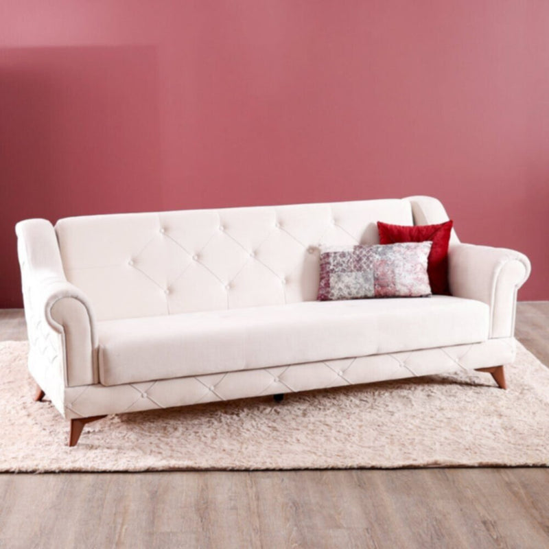 DANUBE | Perla 3 Seater Fabric Sofa - Cream | 810401100843