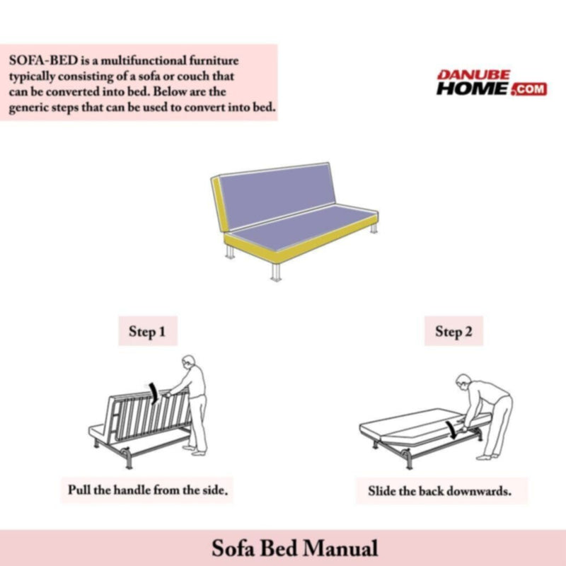 DANUBE | Claude 3 Seater Fabric Sofa Bed Grey | 810401102083