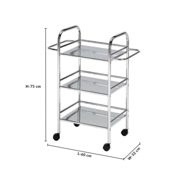 DANUBE | Maverick 3 Tier Serving Trolley - Silver Chrome | 811101000001