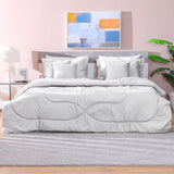DANUBE | Satin Stripe 10PC King Comforter Set - Grey | 811500116010