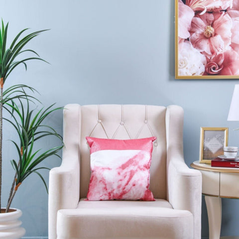 DANUBE | Gala Foil Print Cushion Ecru/Rose Gold 45X45 cm-K-184 | 811500116067