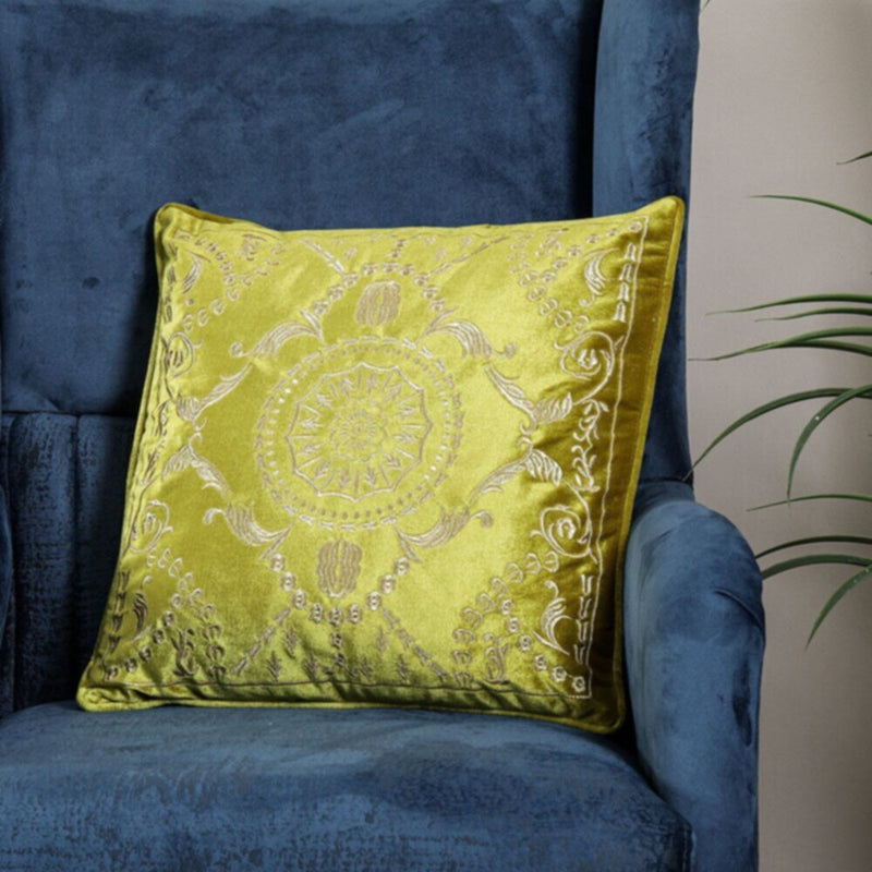 DANUBE | Fantasy Embroidered Filled Cushion 45X 45 cms -Green | 811500118380