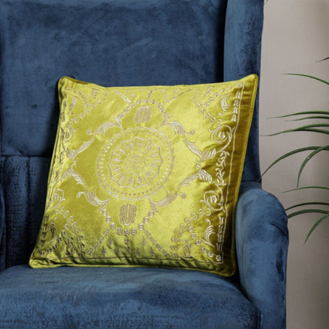 DANUBE | Fantasy Embroidered Filled Cushion 45X 45 cms -Green | 811500118380