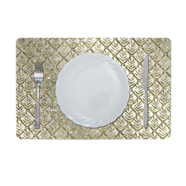 DANUBE | Glamour Glitter Metallic Mirror Look Printed Placemat Gold AEC-29613 | 811500118449