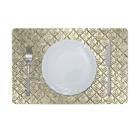 DANUBE | Glamour Glitter Metallic Mirror Look Printed Placemat Gold AEC-29613 | 811500118449