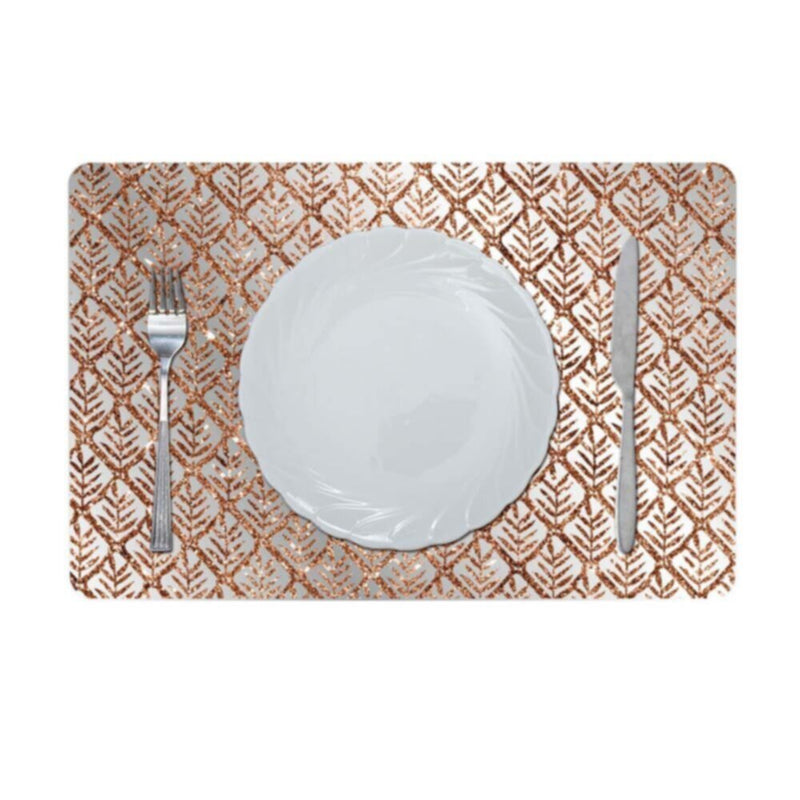 DANUBE | Glamour Glitter Metallic Mirror Look Printed Placemat Copper AEC-29613B | 811500118451