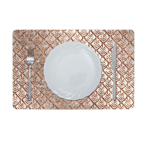 DANUBE | Glamour Glitter Metallic Mirror Look Printed Placemat Copper AEC-29613B | 811500118451