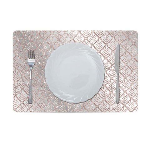 DANUBE | Glamour Glitter Metallic Mirror Look Printed Placemat Rose Gold AEC-29613C | 811500118452