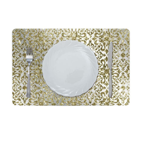 DANUBE | Glamour Glitter Metallic Mirror Look Printed Placemat Gold AEC-29611 | 811500118453