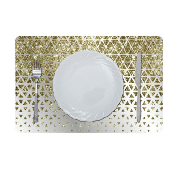 DANUBE | Glamour Glitter Metallic Mirror Look Printed Placemat Gold AEC-29614 | 811500118457