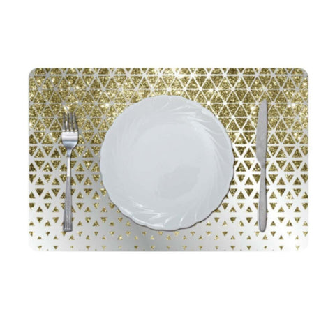 DANUBE | Glamour Glitter Metallic Mirror Look Printed Placemat Gold AEC-29614 | 811500118457