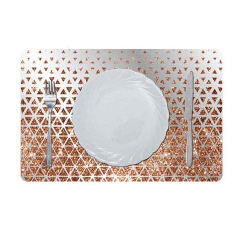 DANUBE | Glamour Glitter Metallic Mirror Look Printed Placemat Copper AEC-29614B | 811500118459