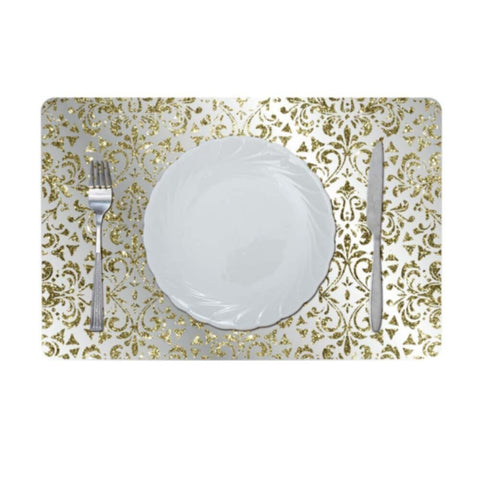 DANUBE | Glamour Glitter Metallic Mirror Look Printed Placemat Gold AEC-29612 | 811500118461