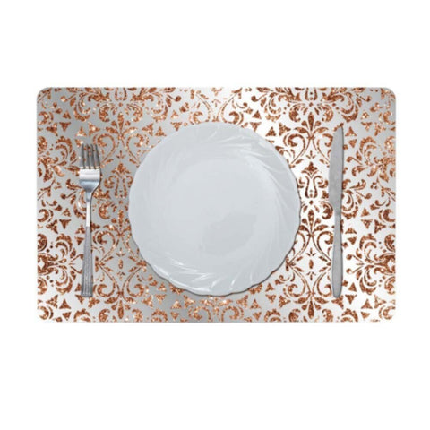 DANUBE | Glamour Glitter Metallic Mirror Look Printed Placemat Copper AEC-29612B | 811500118463