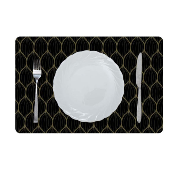 DANUBE | Glamour Pvc Printed Placemat Black/Gold RME-28711B | 811500118468