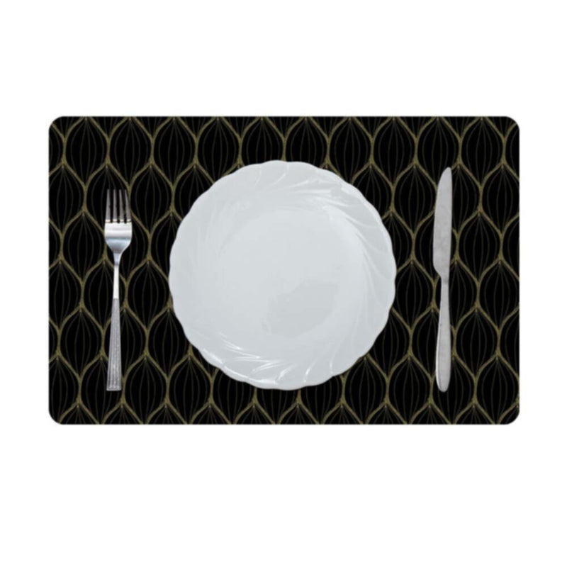 DANUBE | Glamour Pvc Printed Placemat Black/Gold RME-28711B | 811500118468