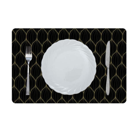 DANUBE | Glamour Pvc Printed Placemat Black/Gold RME-28711B | 811500118468