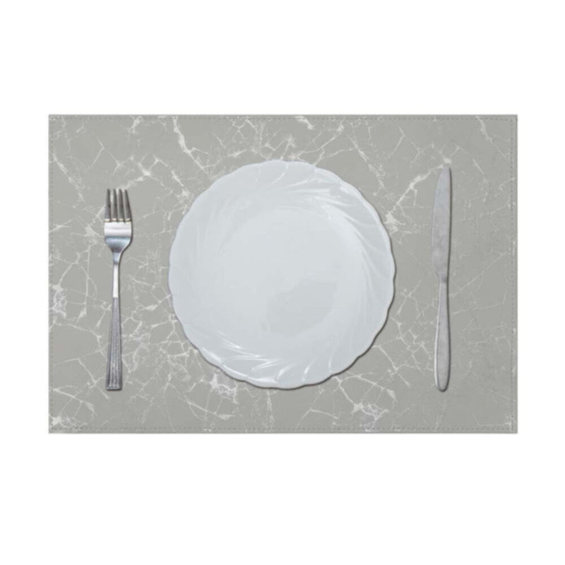 DANUBE | Glamour Pu Leather Placemat( With Polyester Backing) White/Silver 43X30cm AAS-P-30017 | 811500118469