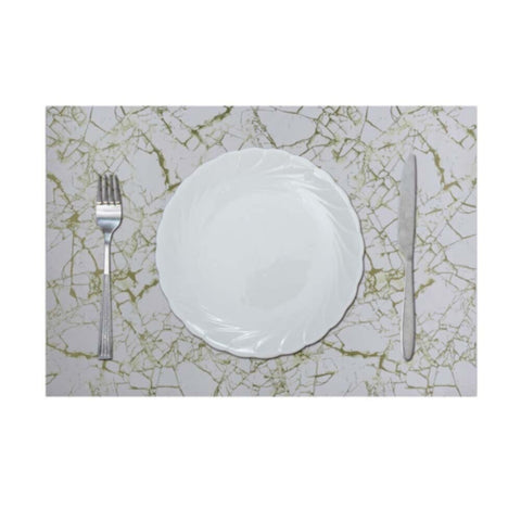 DANUBE | Glamour Pu Leather Placemat( With Polyester Backing) White/Gold 43X30cm AAS-P-30017A | 811500118470