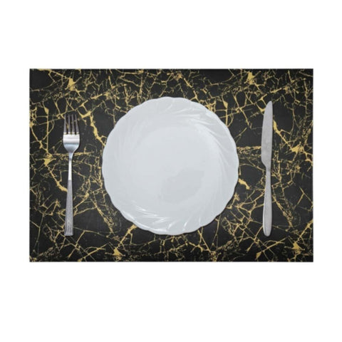 DANUBE | Glamour Pu Leather Placemat( With Polyester Backing) Black/Gold 43X30cm AAS-P-30017B | 811500118471
