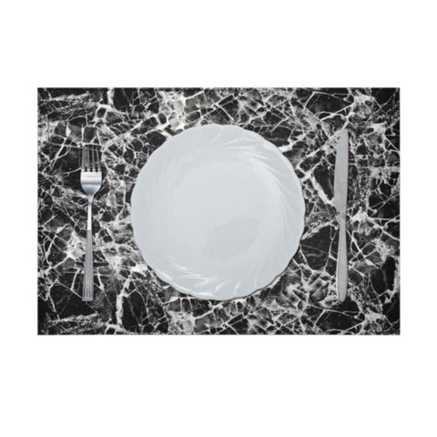 DANUBE | Glamour Pu Leather Placemat( With Polyester Backing) Black/Silver 43X30cm AAS-P-30017C | 811500118472