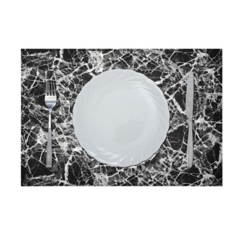 DANUBE | Glamour Pu Leather Placemat( With Polyester Backing) Black/Silver 43X30cm AAS-P-30017C | 811500118472
