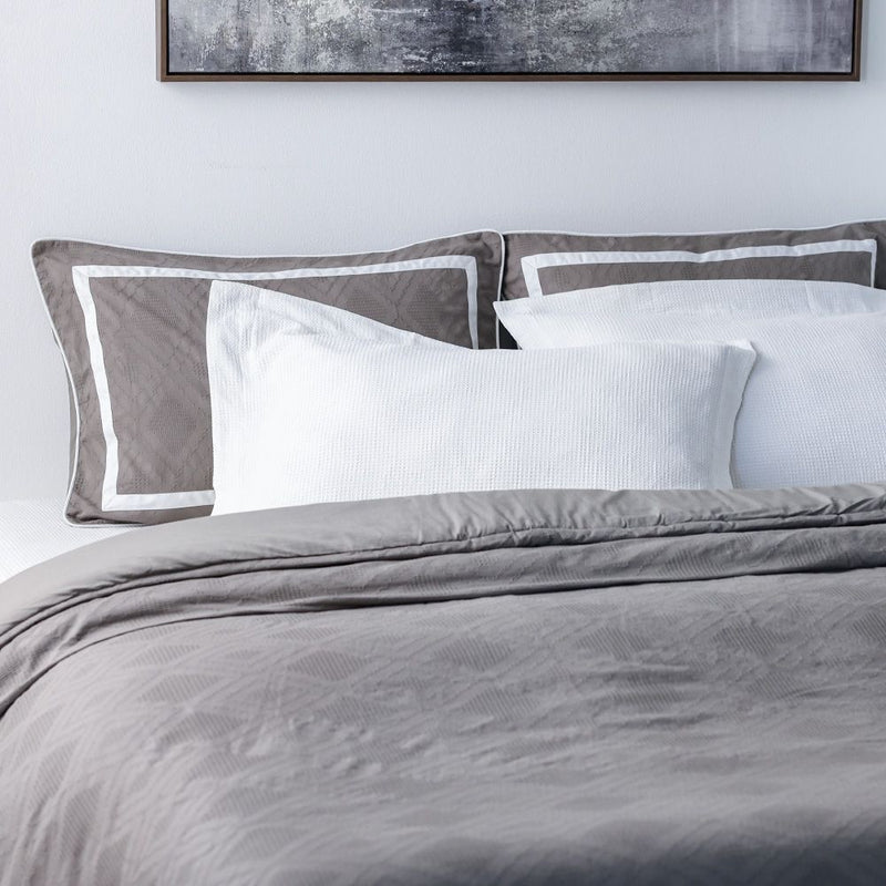 DANUBE | Mystique 6 Pc Waffle Jacquard King Size BIAB Comforter Set Grey White 240x260 CM | 811500136690