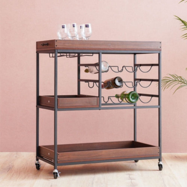 DANUBE | Jaguar Serving Trolley - Walnut / Black | 811600100285