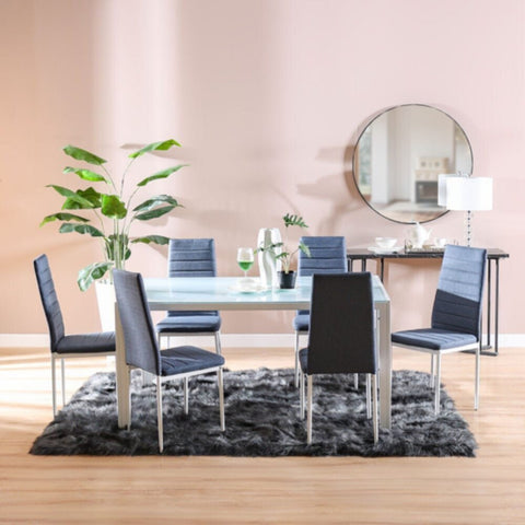 DANUBE | Rhian 1+6 Dining Set - Dark Grey / White Marble | 811600100295