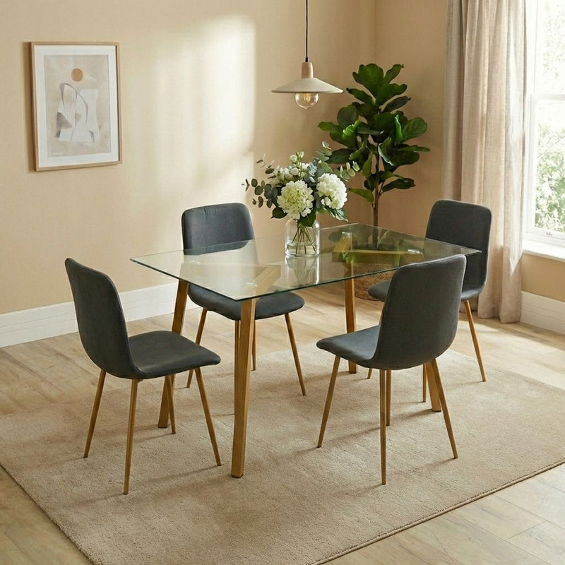 DANUBE | Parton 1+4 Seater Glass Dining Set Clear Brown | 811600200332