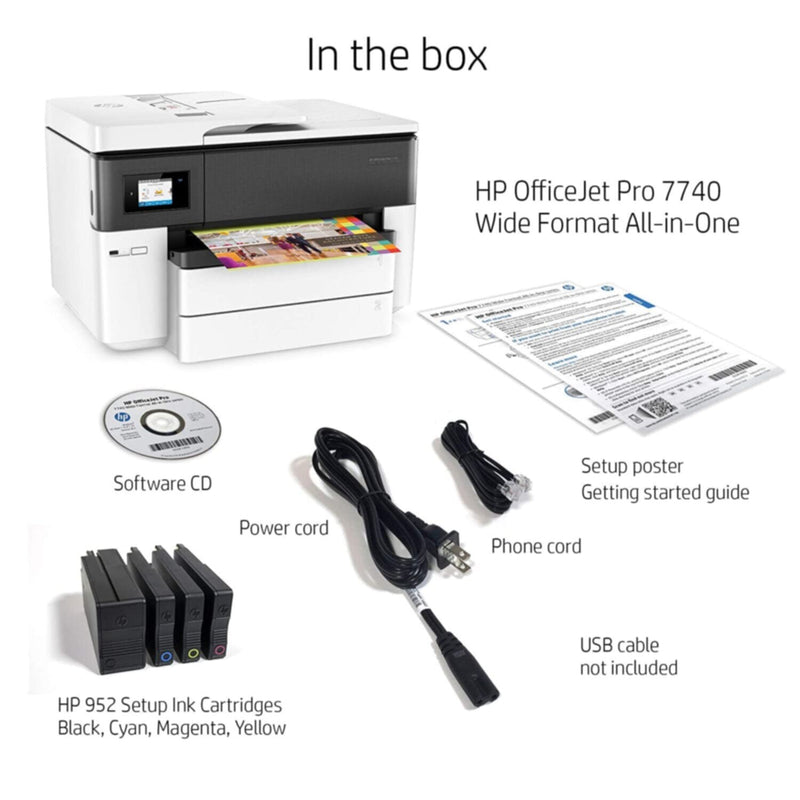 HP | OfficeJet Wide Format All-in-One Printer White | Pro 7740