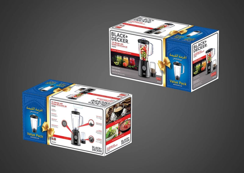 BLACK + DECKER | Blender With Grinder Mill Plus Extra Blender Jar Black 400W | BX430J-B5