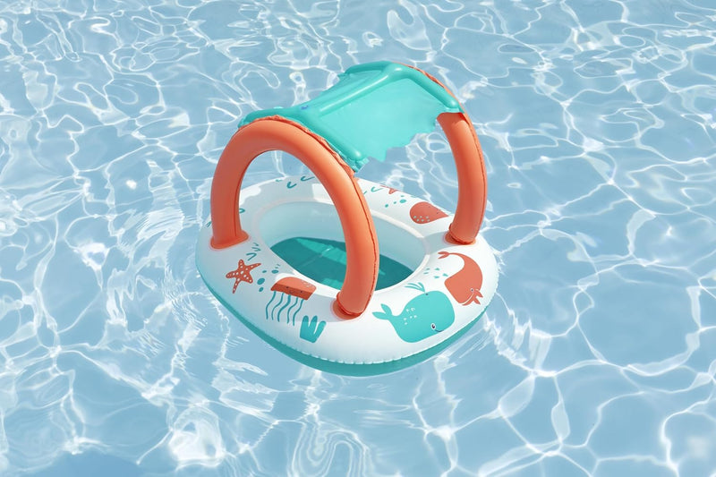 BESTWAY | Inflatable Pontoon With Canopy Plush Shaded Baby Boat 84x67cm | BES115TOY01810