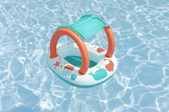 BESTWAY | Inflatable Pontoon With Canopy Plush Shaded Baby Boat 84x67cm | BES115TOY01810