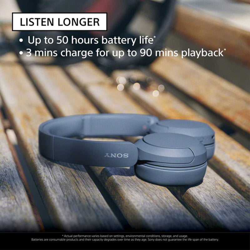 SONY | Wireless On-Ear Headphones Bluetooth Headset with Microphone Blue | WH-CH520/BLUE
