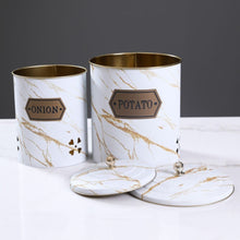 DANUBE | White Oak Round Tin Box Potato/Onion -2 Pcs Set | 812000305534