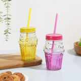 DANUBE | 4-Piece Colored Glass Mason Jar Set With Metal Lid,Straw 490 Ml | 812000306875