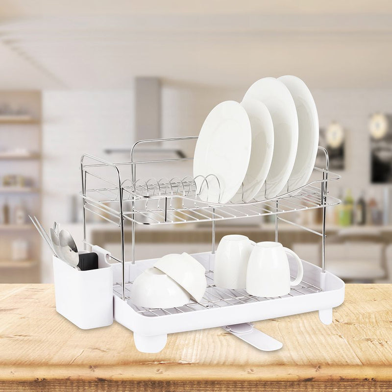 CHIEFS DELIGHT | 2 Tier Stainless Steel Dish Rack Set 58x 32 x 32.5HCM | 812000307127