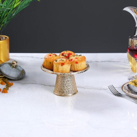 DANUBE | White Pearl Sweet Serving Tray With Base 17Cms - AL 5917 | 812000404155