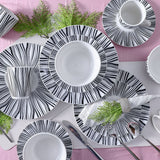 DANUBE | Apollo 16-Pc Porcelain Dinner Set - Black/White - Serves 4 | 812000406062