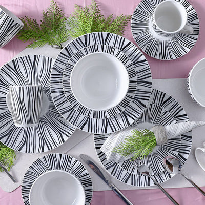DANUBE | Apollo 16   Pc Porcelain Dinner Set Black White Serves 4 | 812000406062
