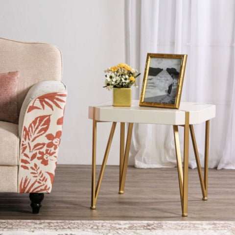 Elvie End Table - White / Golden | 812700100066