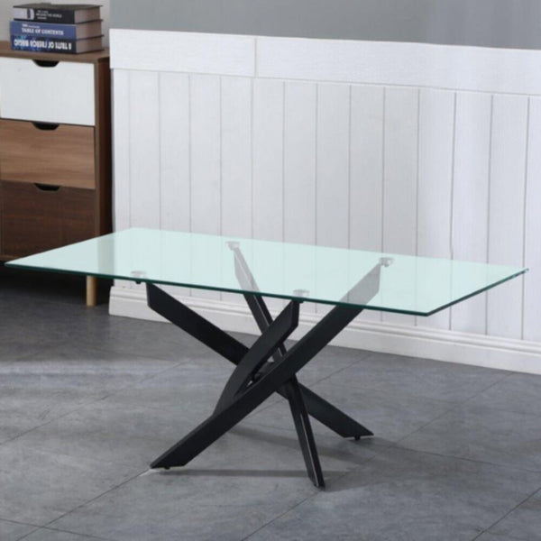 Leonardo Coffee Table-Glass / Powder Coated Black | 812700100154