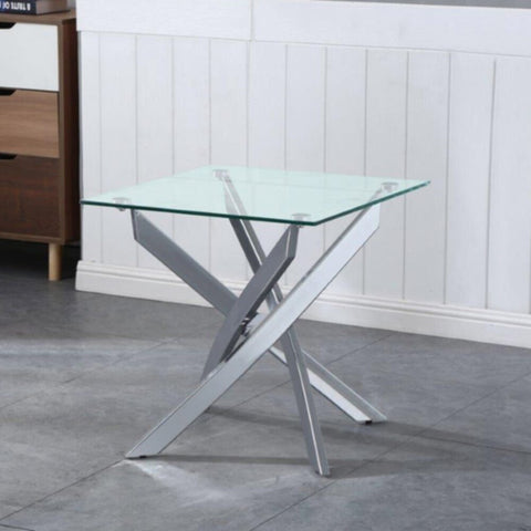Leonardo End Table-Glass / Chrome | 812700100155
