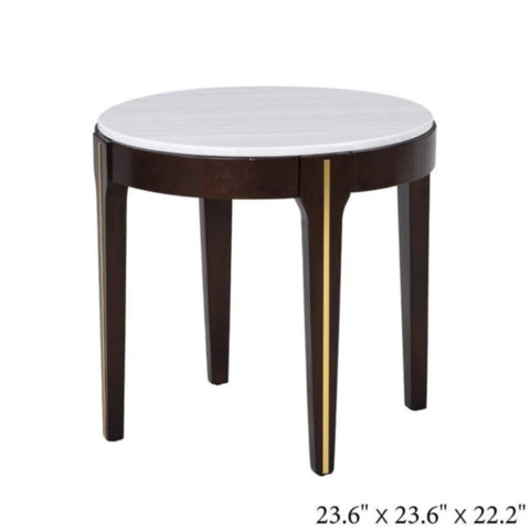 Cody End Table-White Marble / Dark Oak | 812700100179