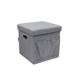 DANUBE | Polly 38X38X38 Faux Linen Folding Storage Ottoman Light Grey | 813200400044