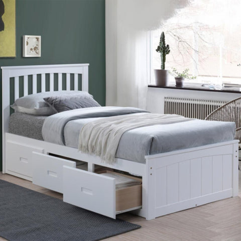 DANUBE | Ultron 90X190 Captain Bed w/ 3 Drawers - White | 813300100053