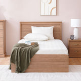 Zirco 120x200 Single Bed with Underbed Storage - Brown Oak-With 2-Year Warranty